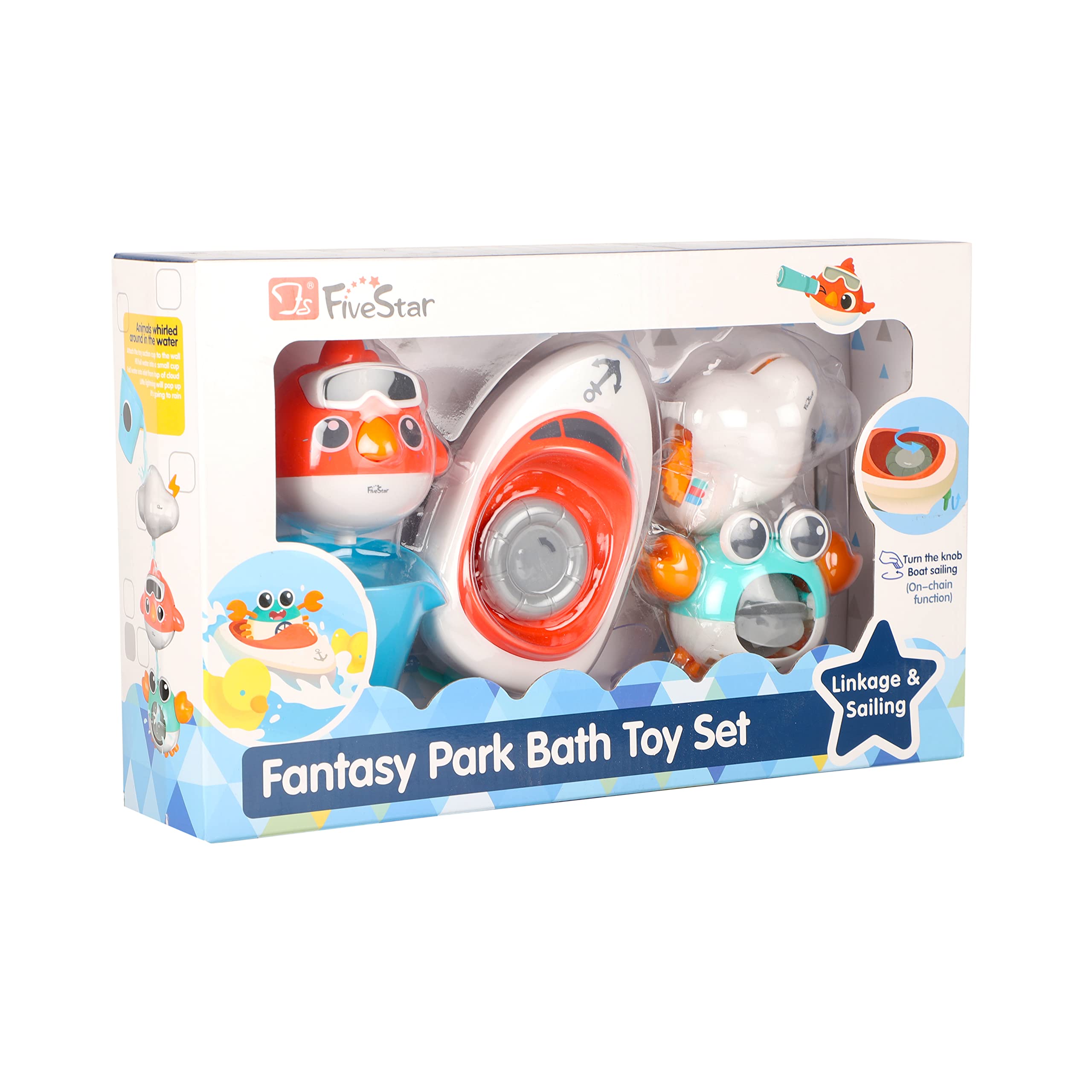 MiniMarvels Baby Bath Toys Set - 5 Pcs Adorable Water Toys Including Bird, Crab, Cloud, Boat and Cup, Wind-Up Boat Toy for Toddlers and Kids (B0C2Q624VS) Amazon Price History, Amazon Price Tracker