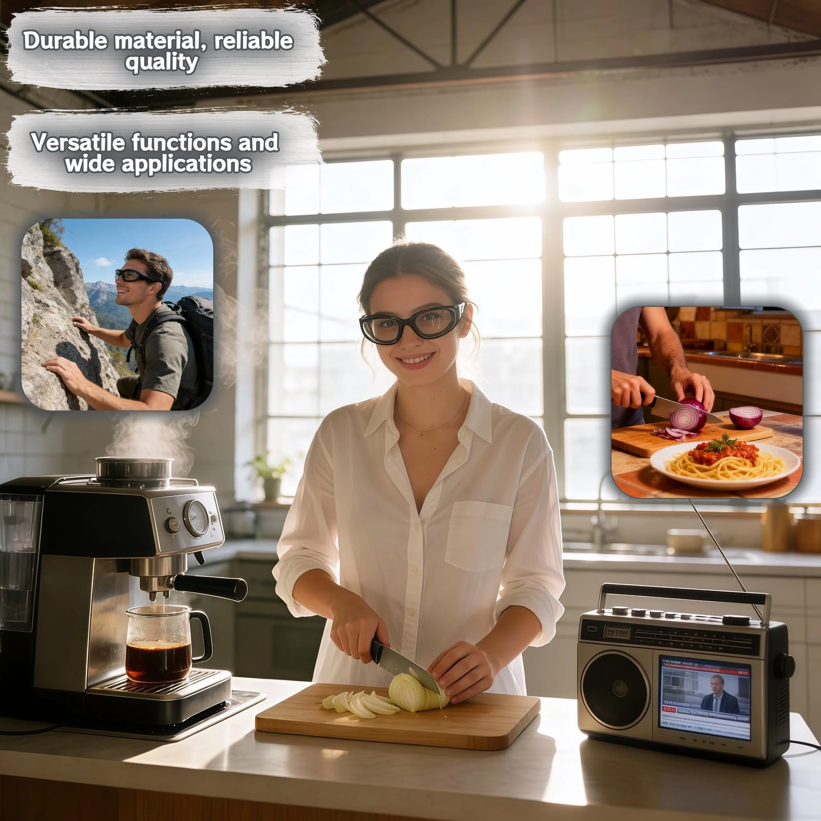 Lunettes anti-buée, coupe-vent et anti-poussière pour couper les oignons, cuisiner, griller, lunettes de sécurité ultra légères