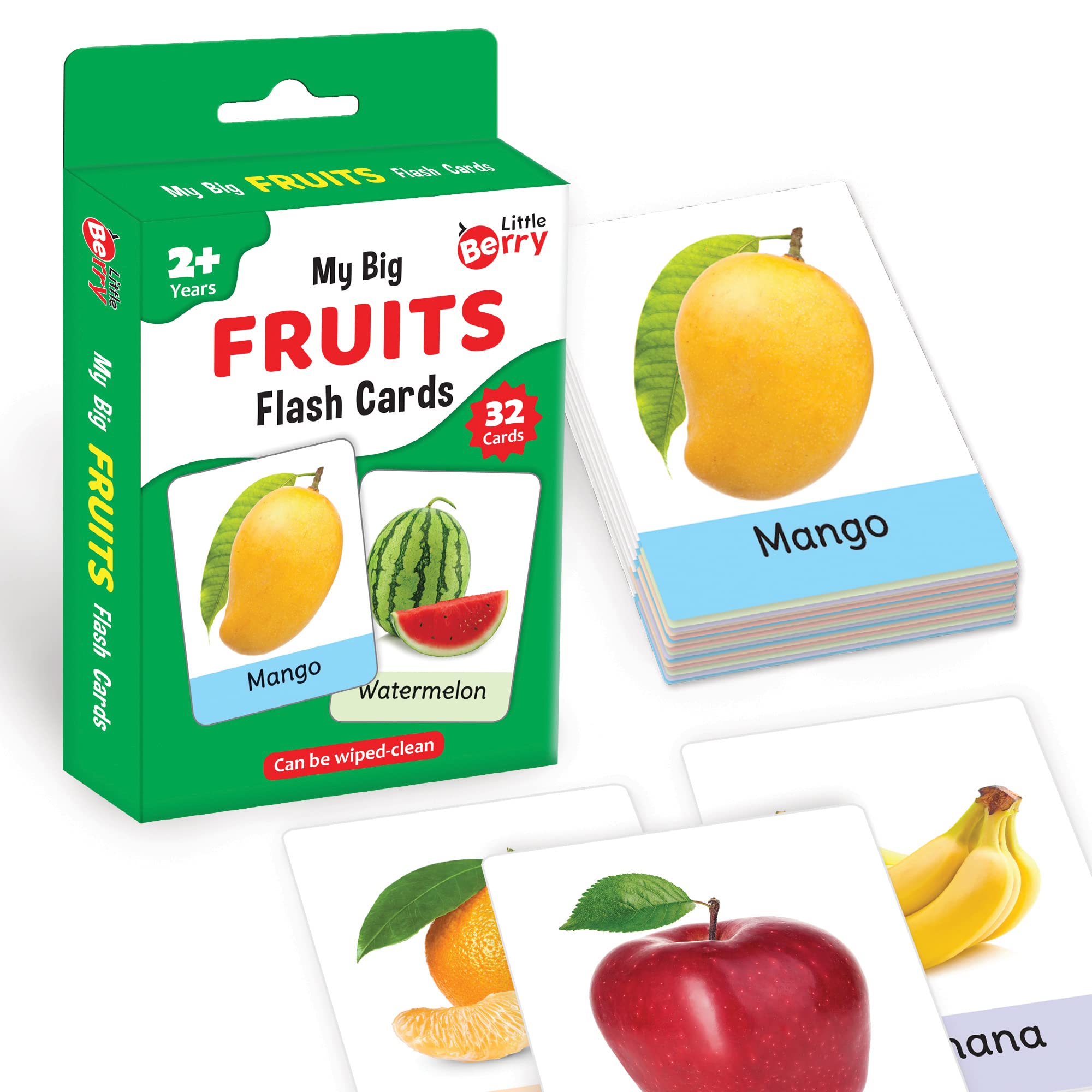 Little Berry Big Flash Cards for Kids: Fruits | 32 Double-Sided Picture Cards, Durable & Water Resistant | Early Learning & Development Toy for Preschoolers & Toddlers 2-6 Years | Can Be Wiped Clean-image-39