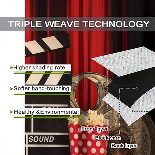 Miniatura 19 de Cortinas opacas para cine en casa, diseño retro moderno, tiras de película de palomitas de maíz para cámara de película, bolsillo para barra,