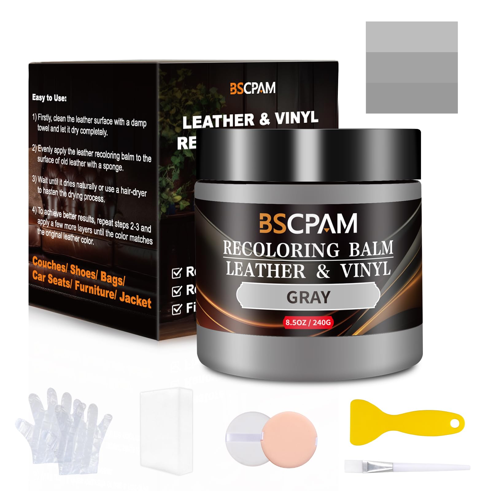 Light Brown Leather Recoloring Balm,8.5oz Leather Sofa Scratch/Stain Remover,Leather Repair kit for Vinyl Furniture and Car Interior,Leather Dye Paint for Scratched and Faded,Leather Color Restorer — view 17