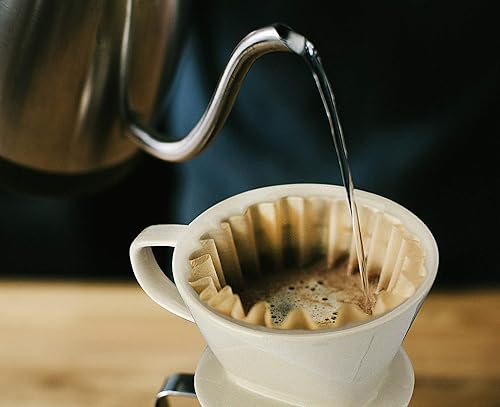 Miniatura 5 de Yeeco Gotero de café blanco, filtro de cerámica tamaño 02, vertido manual sobre gotero para el hogar, oficina y café