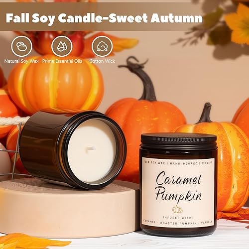 Miniatura 9 de Vela de otoño  Vela perfumada de tarta de manzana de otoño, velas perfumadas de otoño para el hogar, velas en tarro de aromaterapia de 7 onzas,