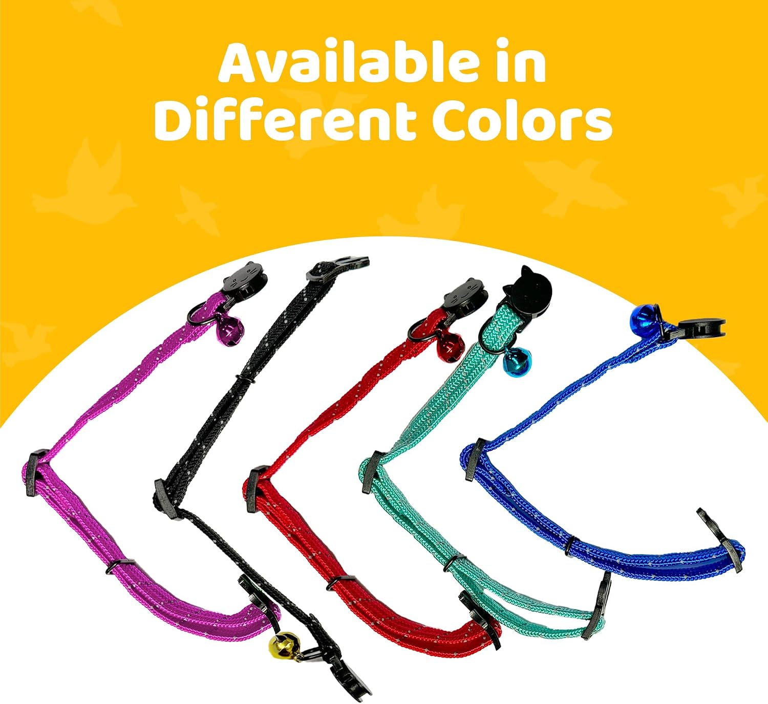Reflective Breakaway Cat Collar with Bell, Safe Design, Blue | Safe breakaway collar, Quick-release safety clasp, Elastic stretch prevents snagging, Reflective thread for night safety