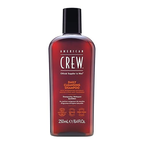 American Crew Champú para hombres, limpiador diario, derivado de forma natural, fórmula vegana, fragancia de menta cítrica, 8.45 onzas líquidas