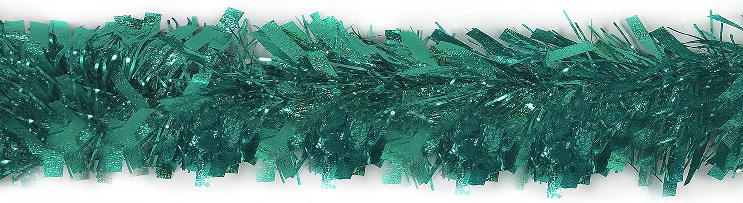 Teal Metallic Tinsel Christmas Tree Decoration - Traditional Hanging Xmas Ornament (Pack of 1 (2m))