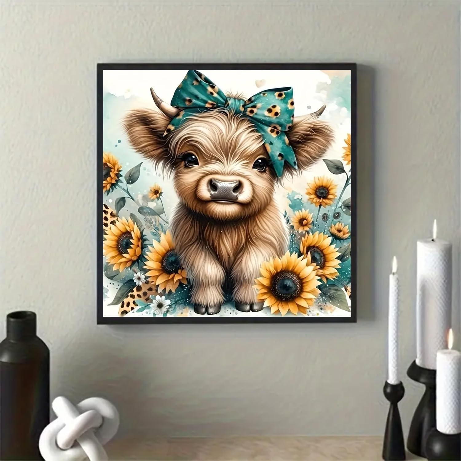 Jakener Cow Diamond Art Kits for Adults,Cattle Diamond Painting Kits for Adults DIY 5D Round Full Drill Gem Art and Crafts for Home Wall Decor 35x35cm/14x14in - Image 3