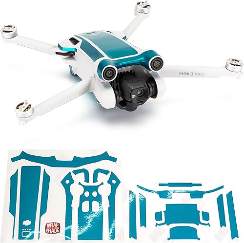 WRAPGRADE Adhesivos para la piel compatibles con DJI Mini 3 Pro  Color de acento (azul caribeño)