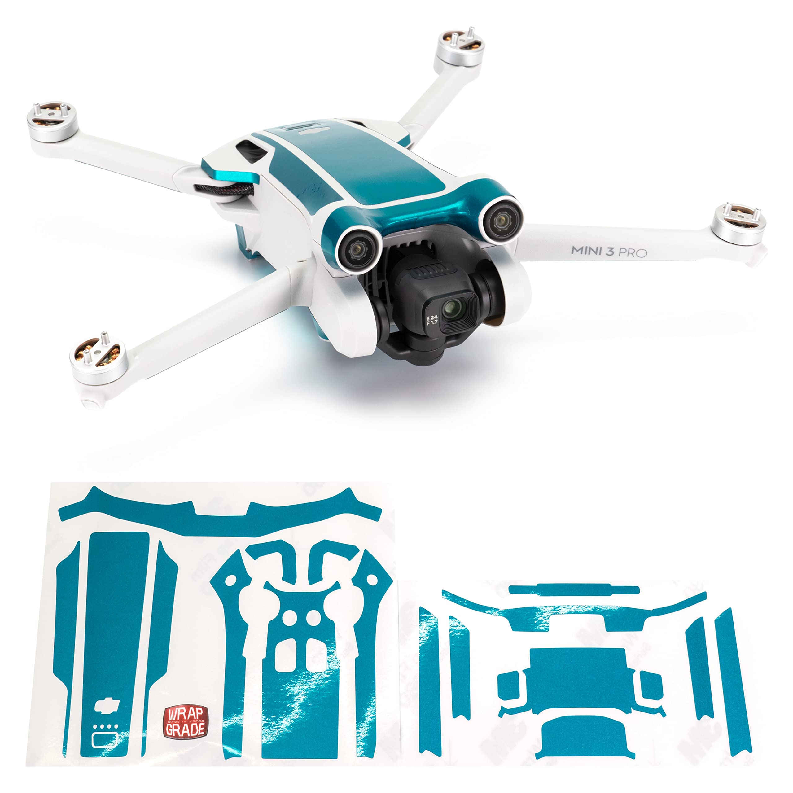 WRAPGRADE Skin Compatibile con DJI Mini 3 Pro | Accent Color (CARIBBEAN BLUE)
