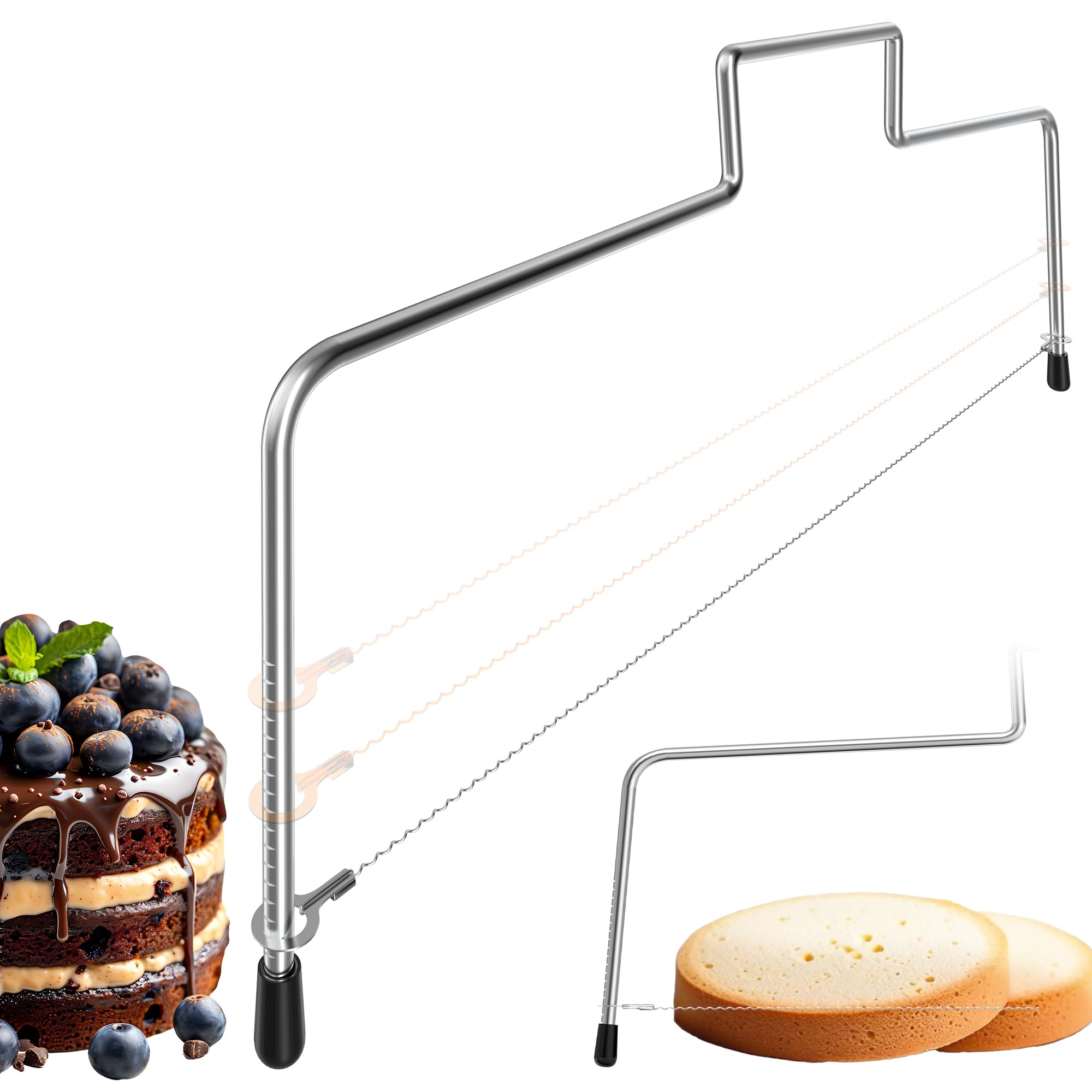 Menz Tortenschneider - Tortenbodenschneider 32 cm, Edelstahl Kuchenschneider höhenverstellbar, Tortensäge zum einfachen Schneiden des Tortenbodens in gleichmäßige Schichten