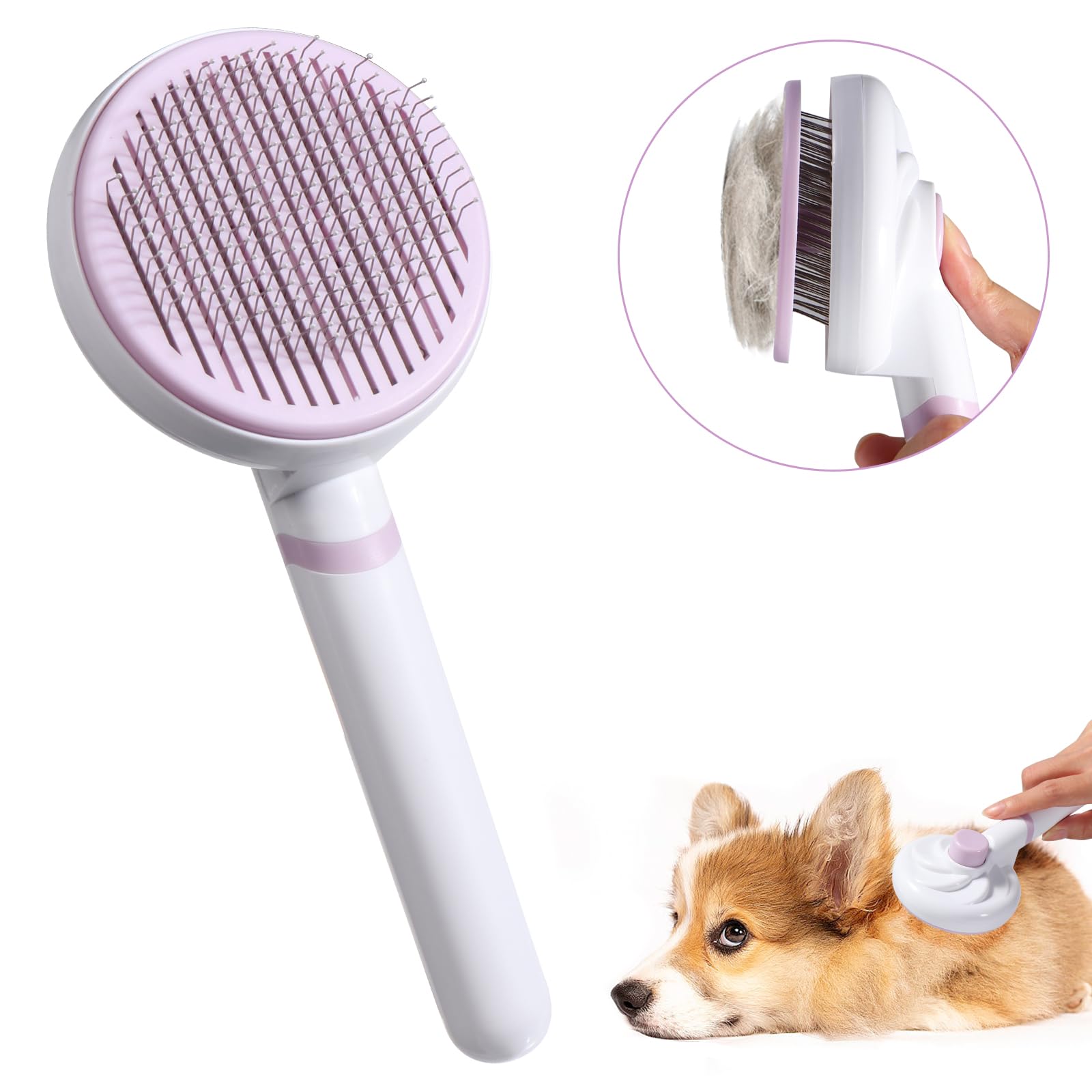 Oderra Cepillo Para Gato Para Mascotas, Cepillo Para Perros, Cepillos Para Mascotas, Pelo de Mascota Limpio Del Cepillo Con Un, Peine Gatospara Pelo Largo y Pelo Corto (Púrpura)