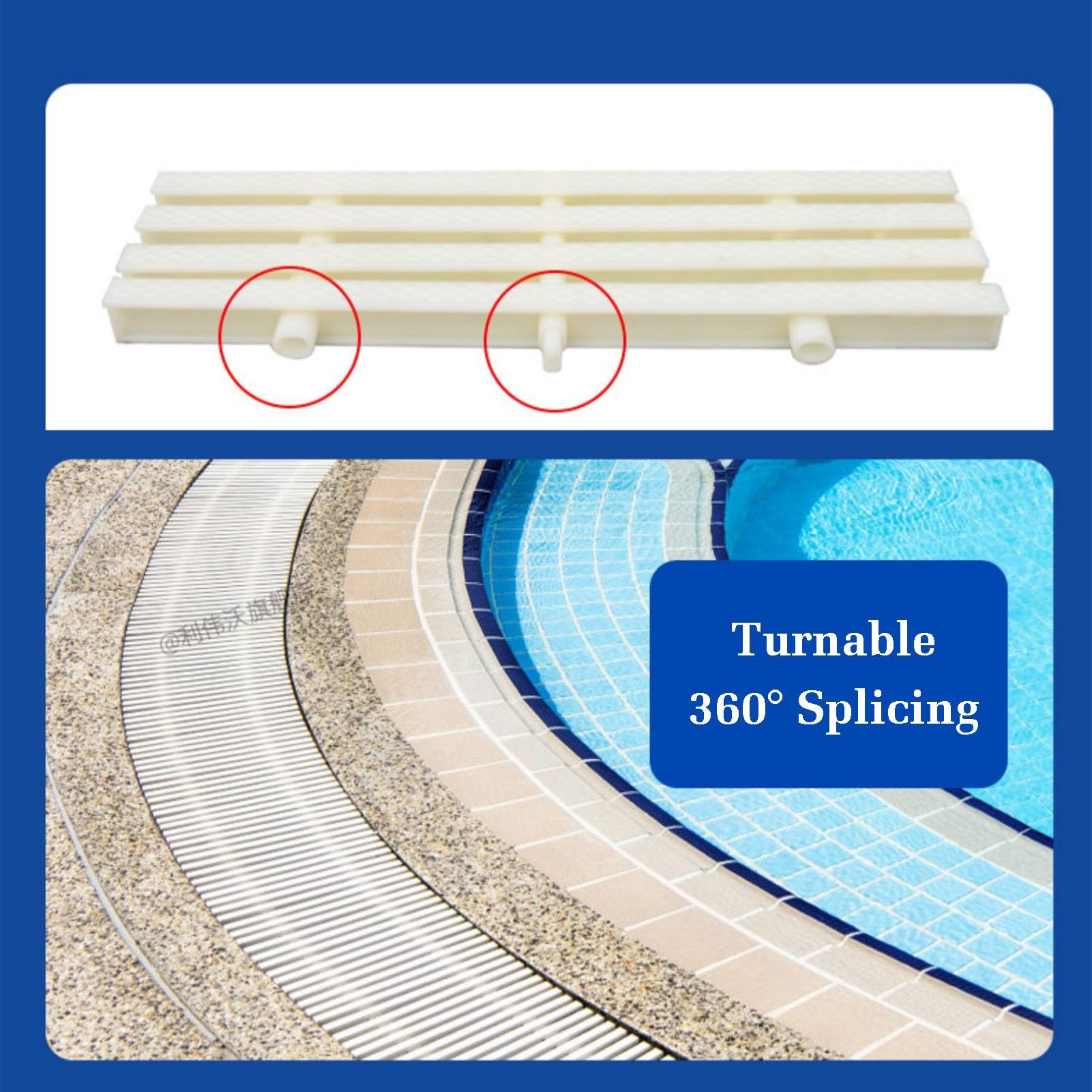 Rejillas para Piscinas, Cubierta de Rejilla de desagüe de desbordamiento para Piscinas - 6 Tiras de desagüe de Suelo de plástico ABS para Uso Interior/Exterior, 30x100CM - Duraderas, fáciles