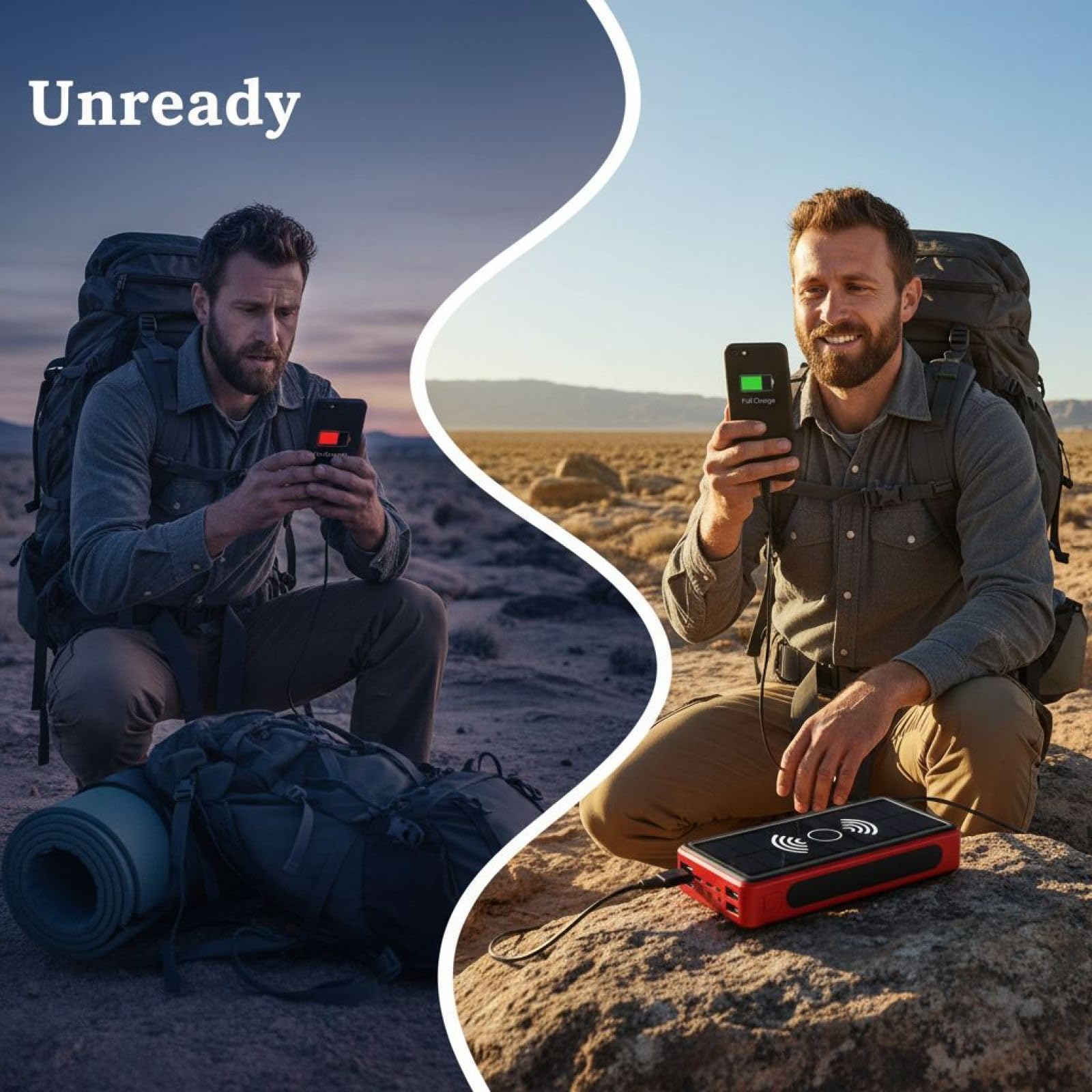 Caricatore solare Power Bank con ricarica wireless, capacità 40000 mAh, capacità effettiva 20000 mAh, fonte di alimentazione mobile portatile per uso esterno di emergenza, regolazione intelligente