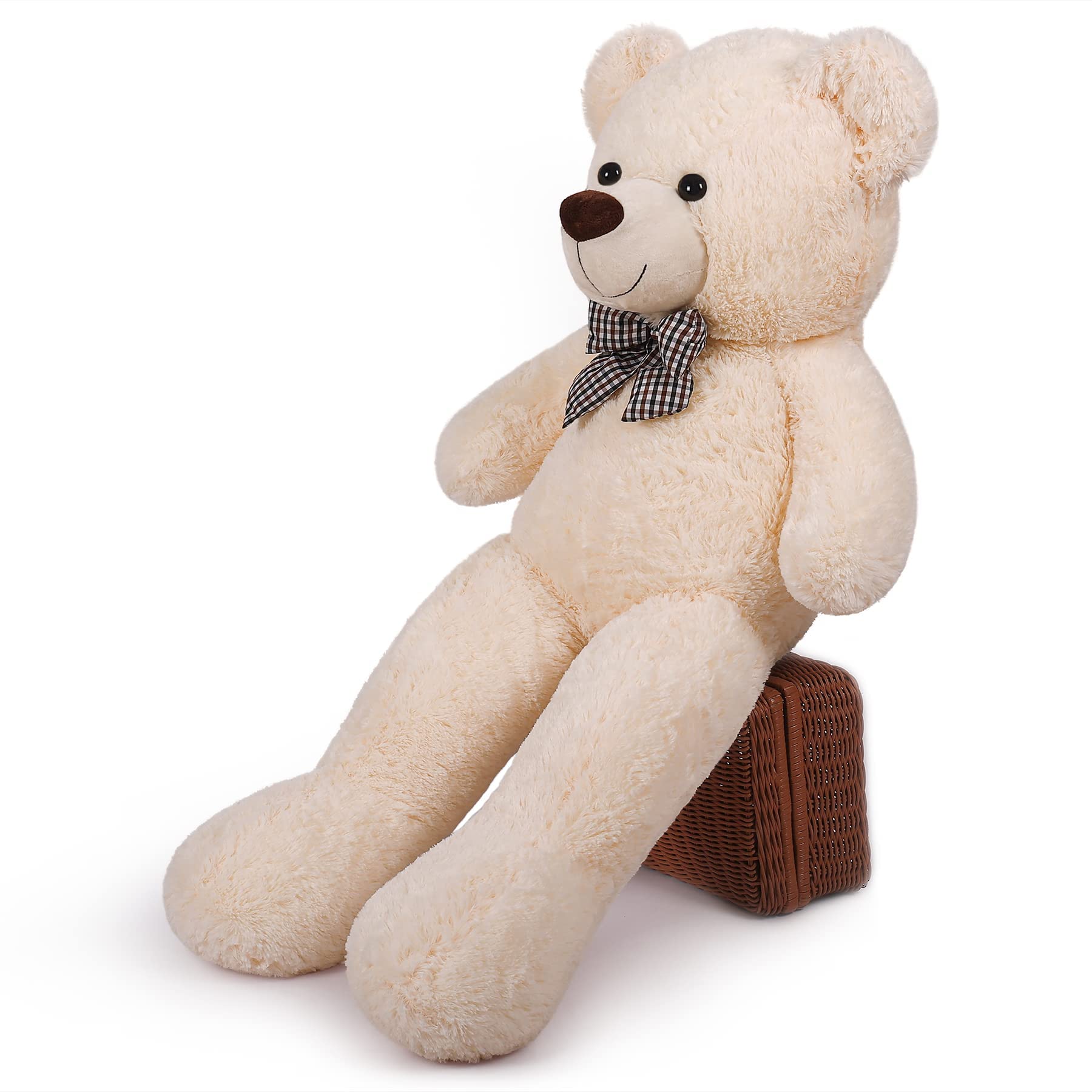 SNOWOLF XXL Teddybär 120cm Riesen Weiches Spielzeug groß Stofftier Plüschtier Plüschbär Kuschelbär Teddy Bär Geschenk (1.2m, Beige)