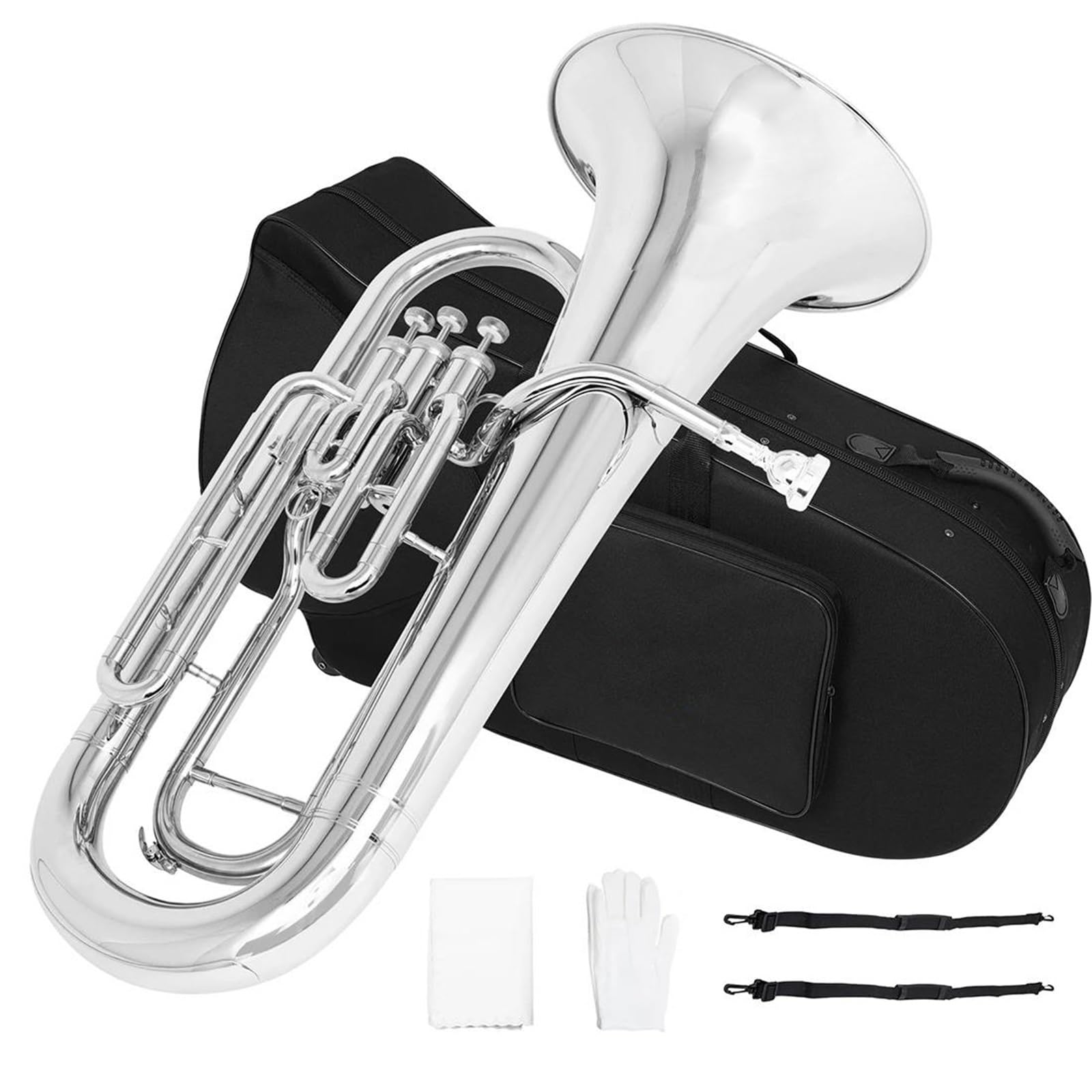 Typ Wydajności Eufonium Bb Euphonium 3 Klawiszowy Pionowy Zawór Barytonowy Posrebrzany Kompletny Zestaw Z Etui