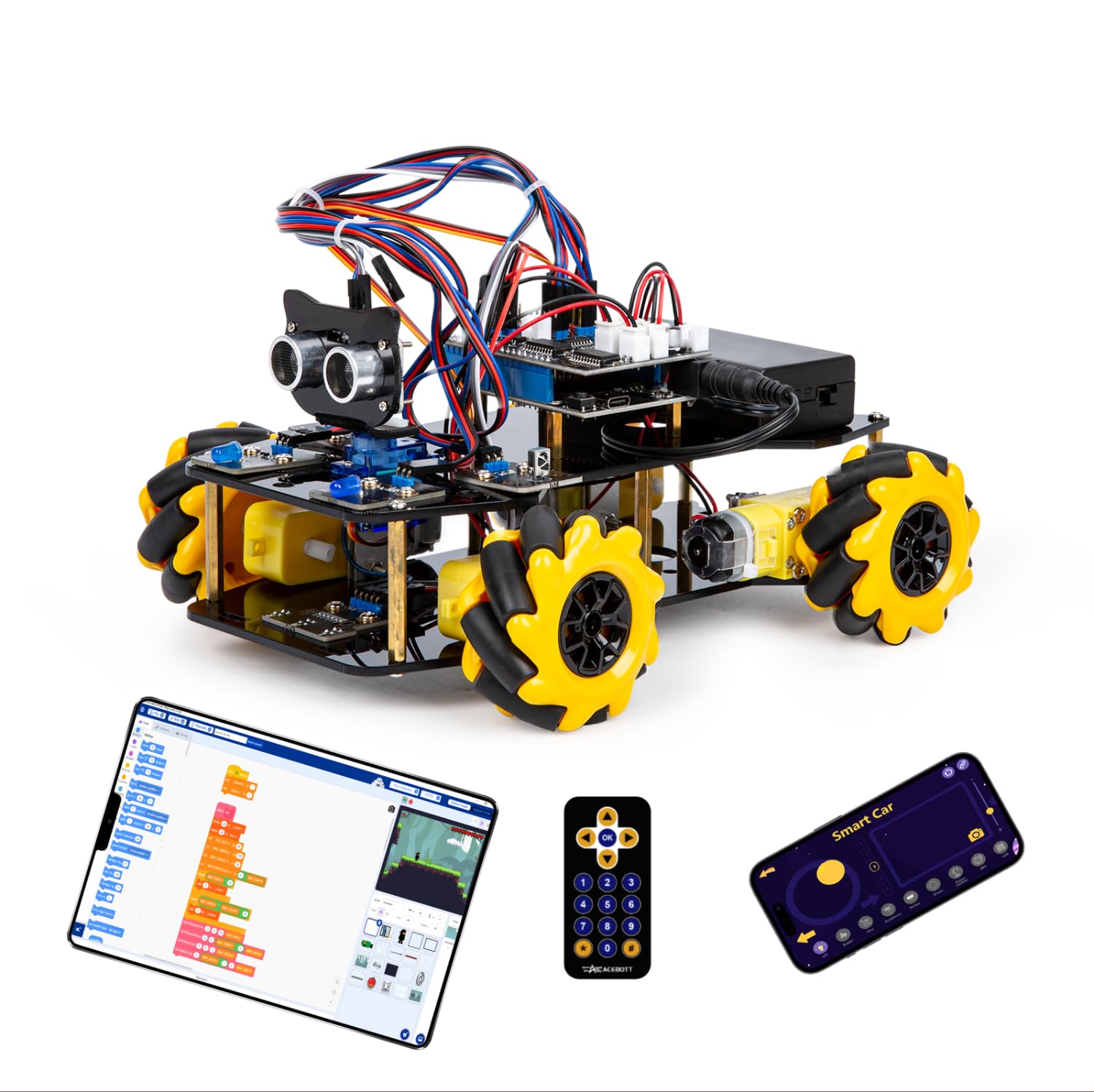 ACEBOTT Robotyka dla dzieci w wieku 8-16 lat, programowalna zabawka robota z pilotem zdalnego sterowania i sterowaniem za pomocą aplikacji, kompatybilna z Arduino i Scratch, prezent STEM dla dzieci i