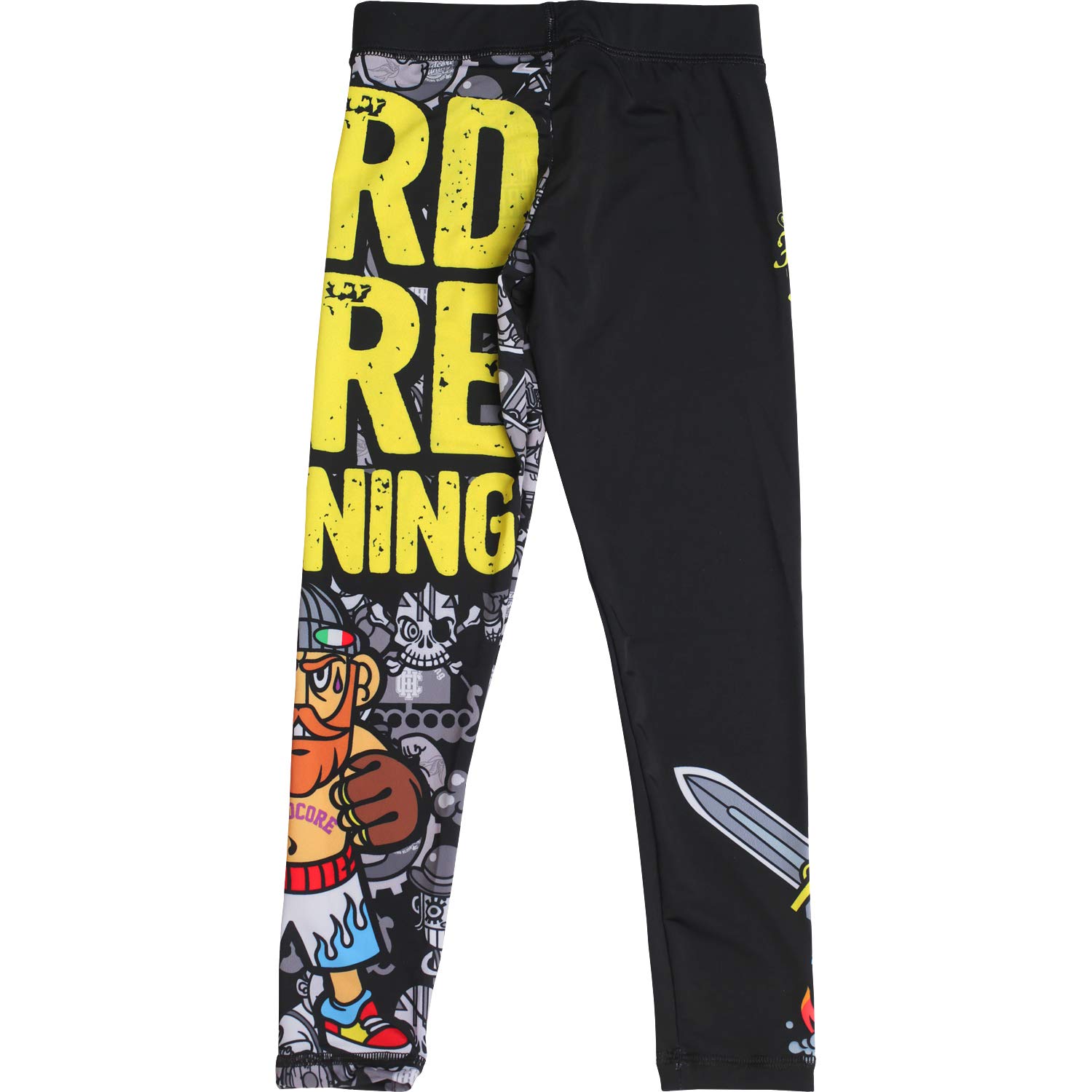 Hardcore Training Kids Compression Pants Doodles Pantalons de Compressions Enfants Garçon MMA BJJ Fitness