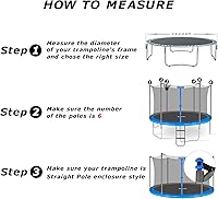 Vista 4 de Red de seguridad de repuesto para cama elástica para 6 postes rectos, cama elástica de marco redondo, transpirable y resistente a la intemperie