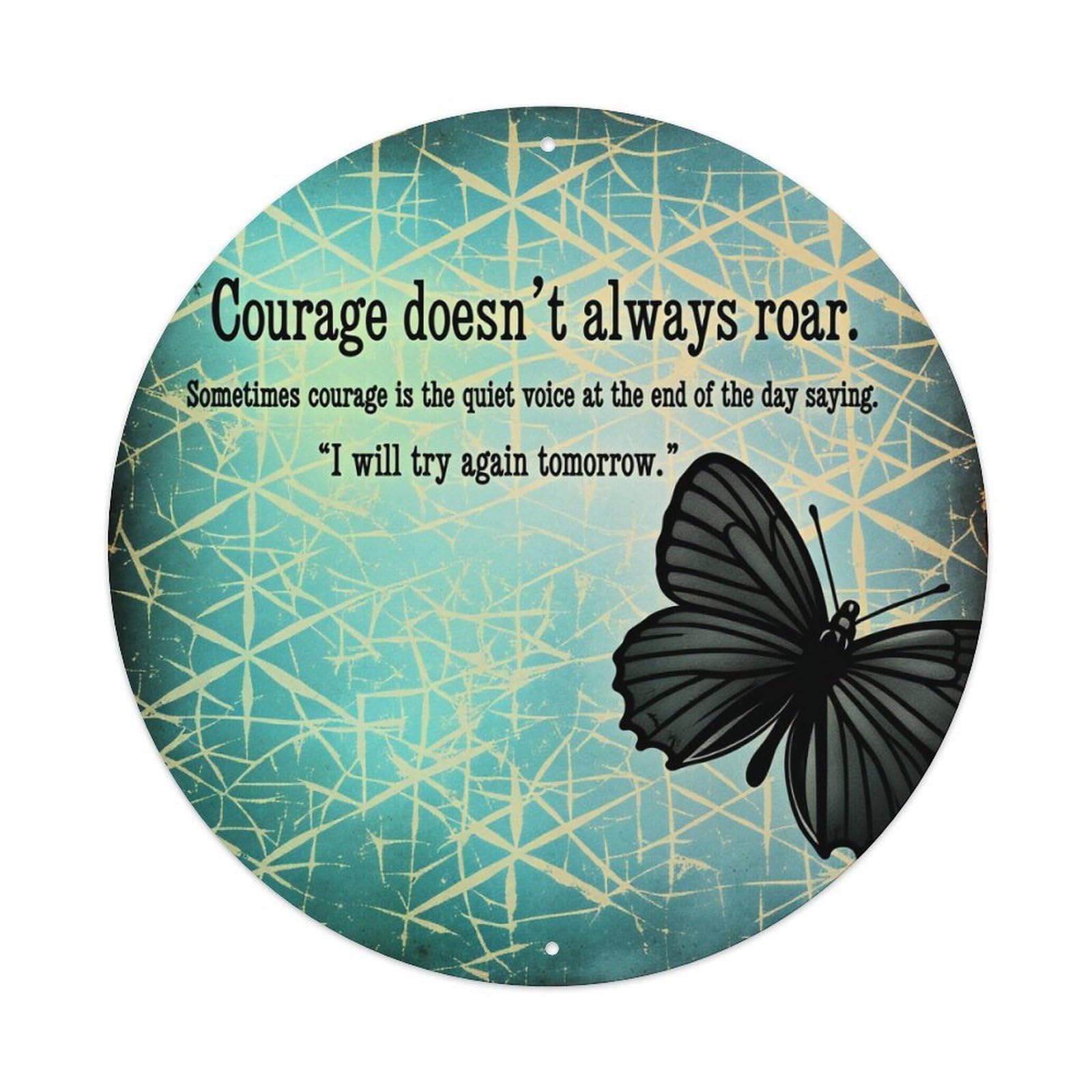 Butterfly Pattern Background Text Art Round Tin Sign Vintage Metal Poster Retro Bar, Home, Man Cave, Kitchen, Laundry Room Wall Art Decor Gift 8x8Inch