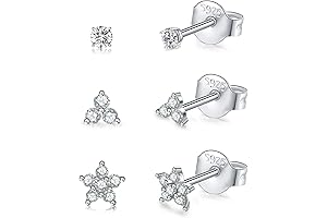 Tiny Sterling Silver Stud Earrings Set for Women