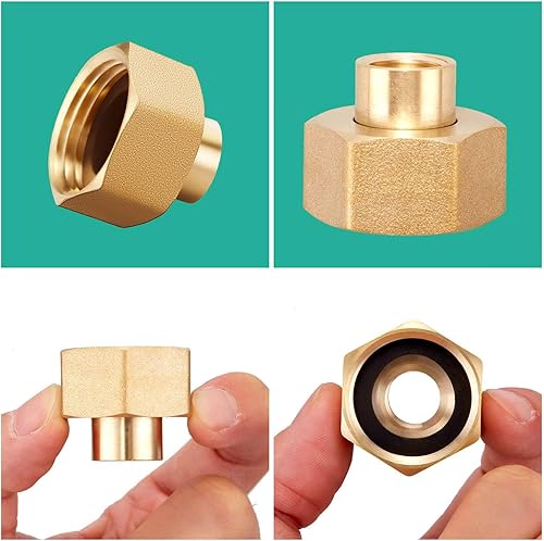 Miniatura 6 de Minimprover 2 piezas de latón hexagonal giratorio 14 pulgadas NPT a 34 pulgadas hembra GHT manguera de jardín conector adaptador de rosca, manguera