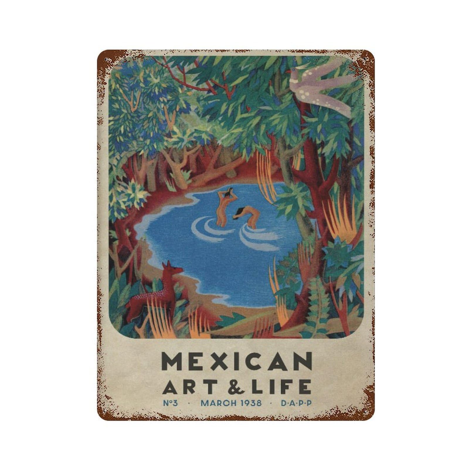xiaoxiaoshen Vintage Mexican & Life Magazine Cover Wall Decor Art Metal Tin Poster Modern Home Decor Art Home Bar Shop Decorations Vintage Sign 40x30cm