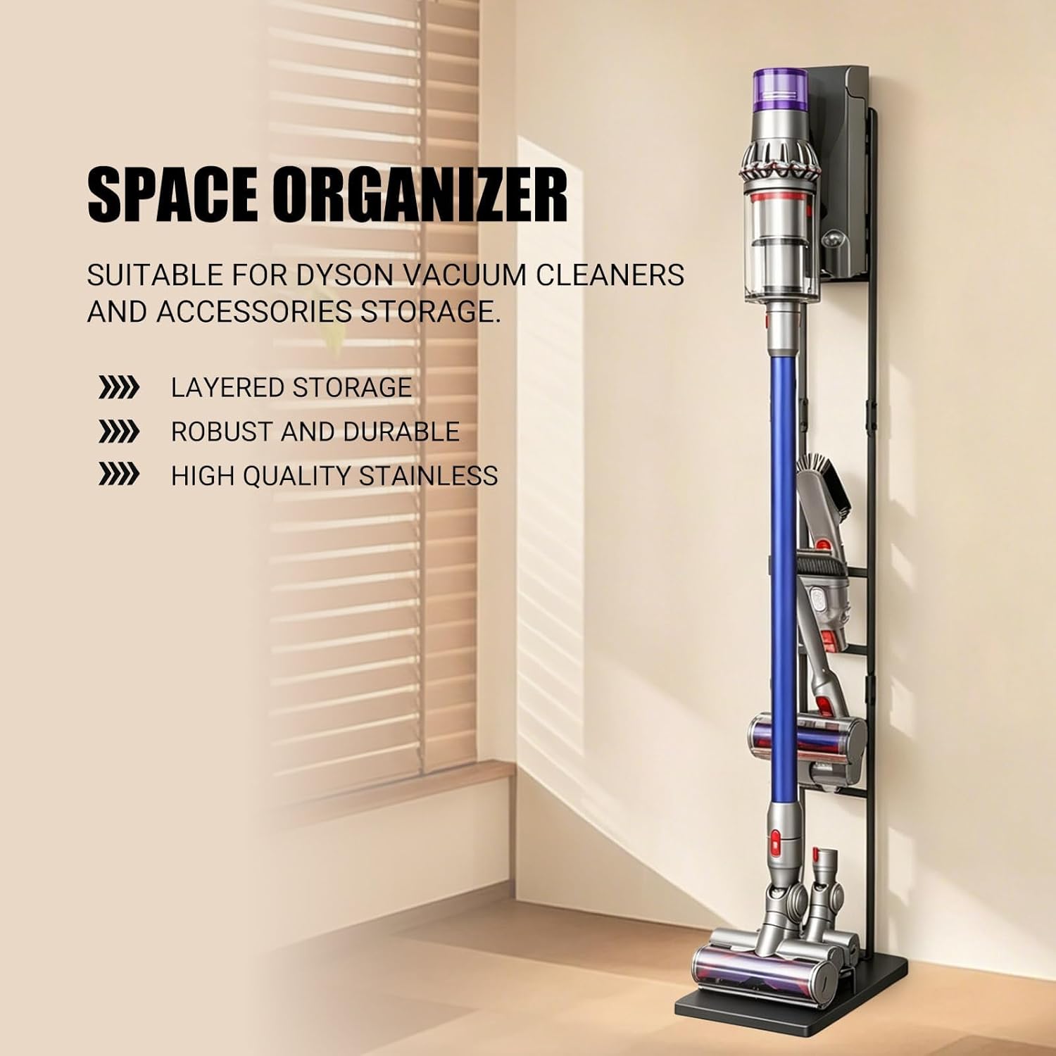 EZ SPARES Vacuum Stand for Dyson,Stable Metal Storage Bracket Stand Holder for Dyson Handheld V6 V7 V8 V10 DC30 DC31 DC34 DC35 DC58 DC59 DC62 Cordless Vacuum Cleaners & Accessories & Attachments