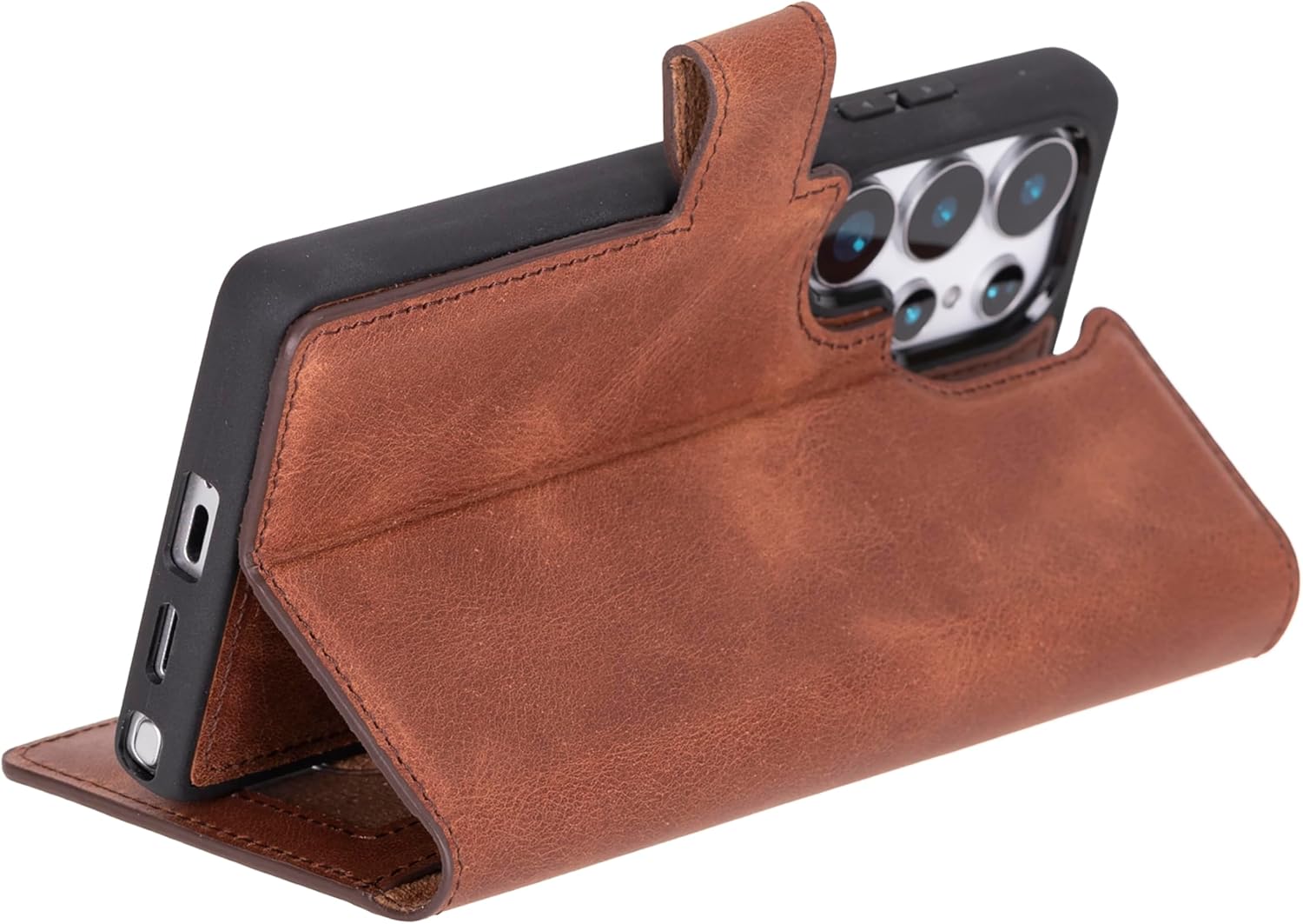 HARDISTON Premium Leather Handmade Wallet Case Compatible with Samsung Galaxy - Detachable Magnetic Flip Cover with Card Holder & Kickstand (Brown, Samsung Galaxy S26U (Ultra))