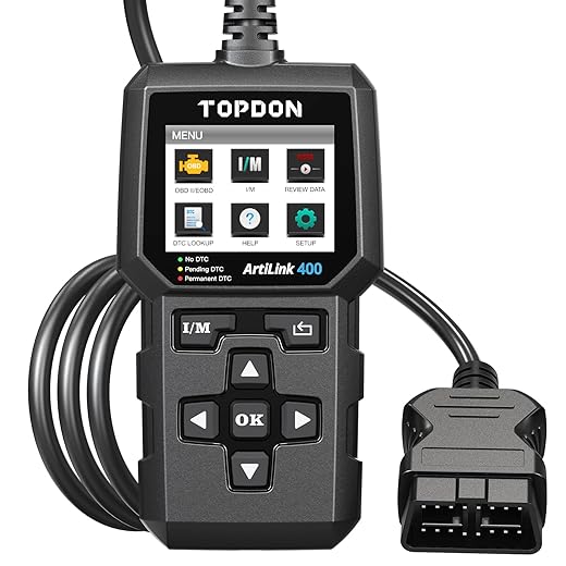 TOPDON AL400-A OBD2 Code Reader, 10 OBD2 Functions, Check Engine Light/Smog Emission Test / O2 Sensor Test/EVAP, Free Lifetime Update