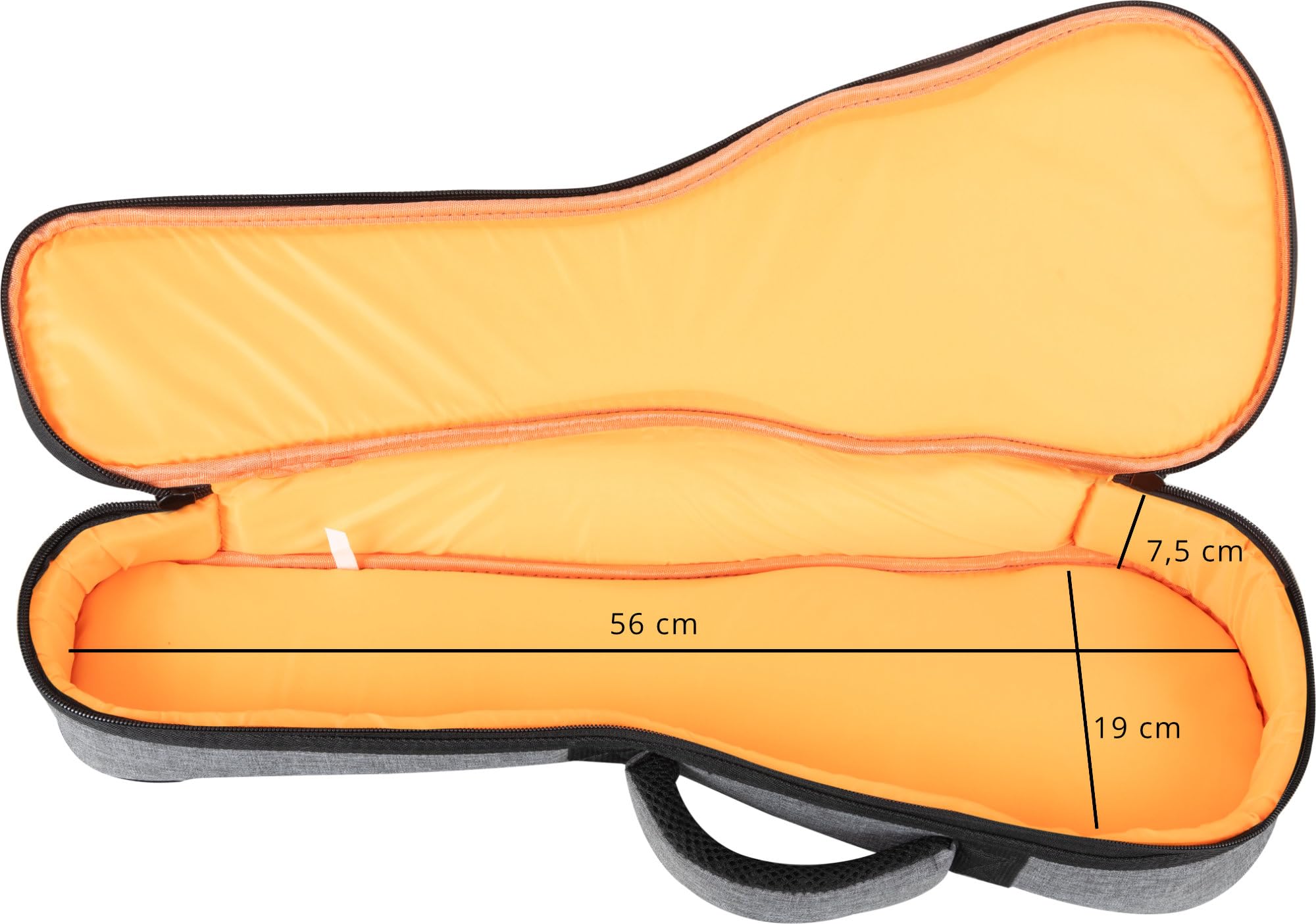 ROCKTILE Bolsa Ukelele Soprano - Funda de Transporte Impermeable et Resistente al desgarro Acolchada para ukeleles - Bolsillo Exterior Acolchado para Accesorios - Bandolera Ajustable - Gris