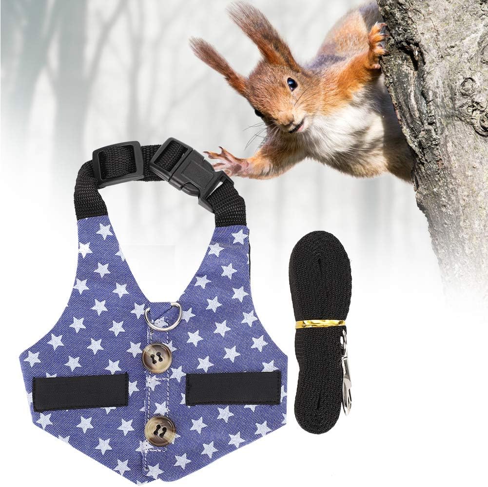 Rabbit Harness with Leads, Leash Harness Breathable Chest Strap Traction Vest for Rabbit Hamster Guinea Chinchilla Small Pet Animal(S-Star Dress)