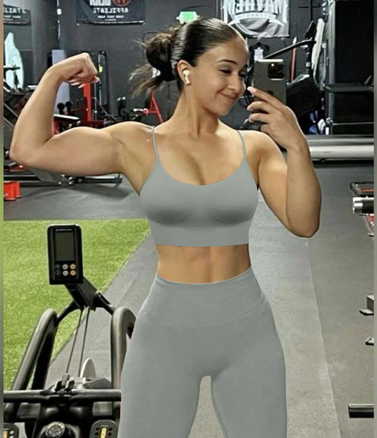 Comper Sports Bra for Women Low Support Y Back Workout Bras Sexy Spaghetti Thin Straps Yoga Bras with Removable Pads