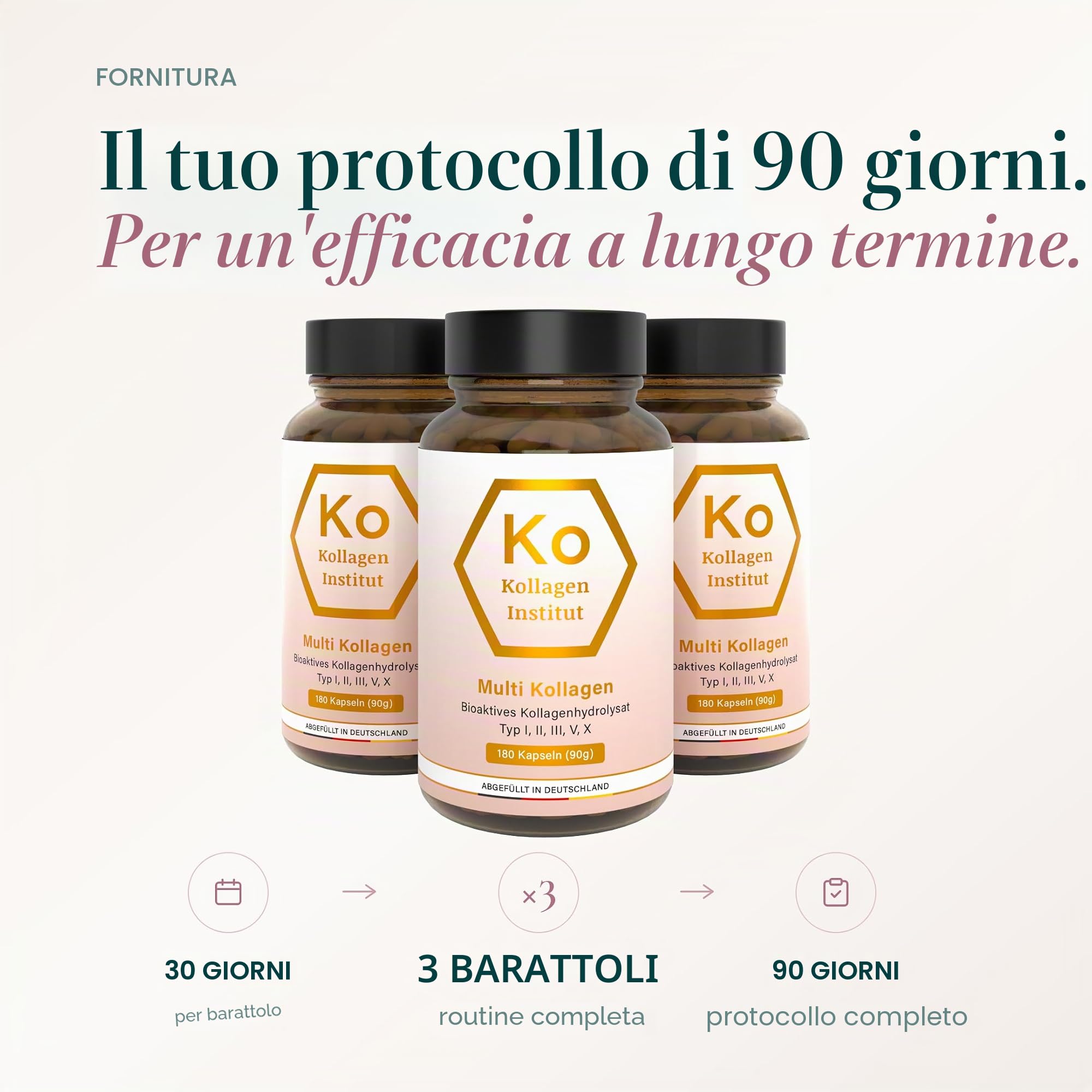 Kollagen Institut Capsule multi collagene – 540 capsule (3 mesi), peptide di collagene in polvere ad alto dosaggio, idrolizzato di collagene bioattivo tipo 1, 2, 3, 5, 10, per bellezza, pelle, capelli
