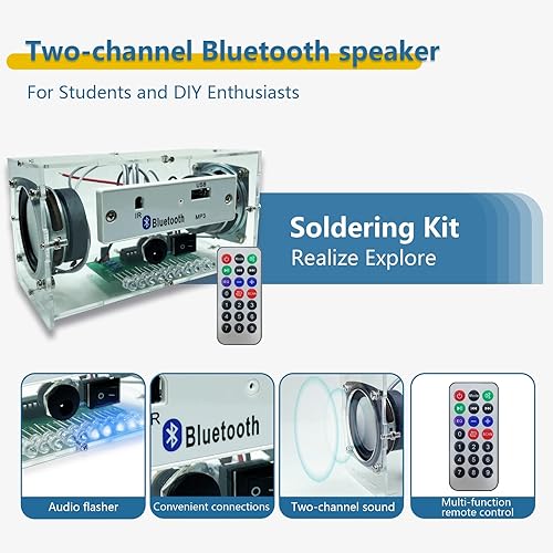 Miniatura 2 de EI Electronic Kit de altavoz compatible con kit de práctica de soldadura de doble canal, kit de sonido de entrada múltiple Mini amplificador de