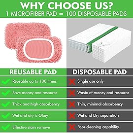 Yicotira Reusable Microfiber Mop Pads Compatible with Swiffer Sweeper Mop - Dry Sweeping Cloths & Wet Mopping Cloths - Washable Wet Pads Refill for Mopping Floors, 6 Pack (Mop is not Included)