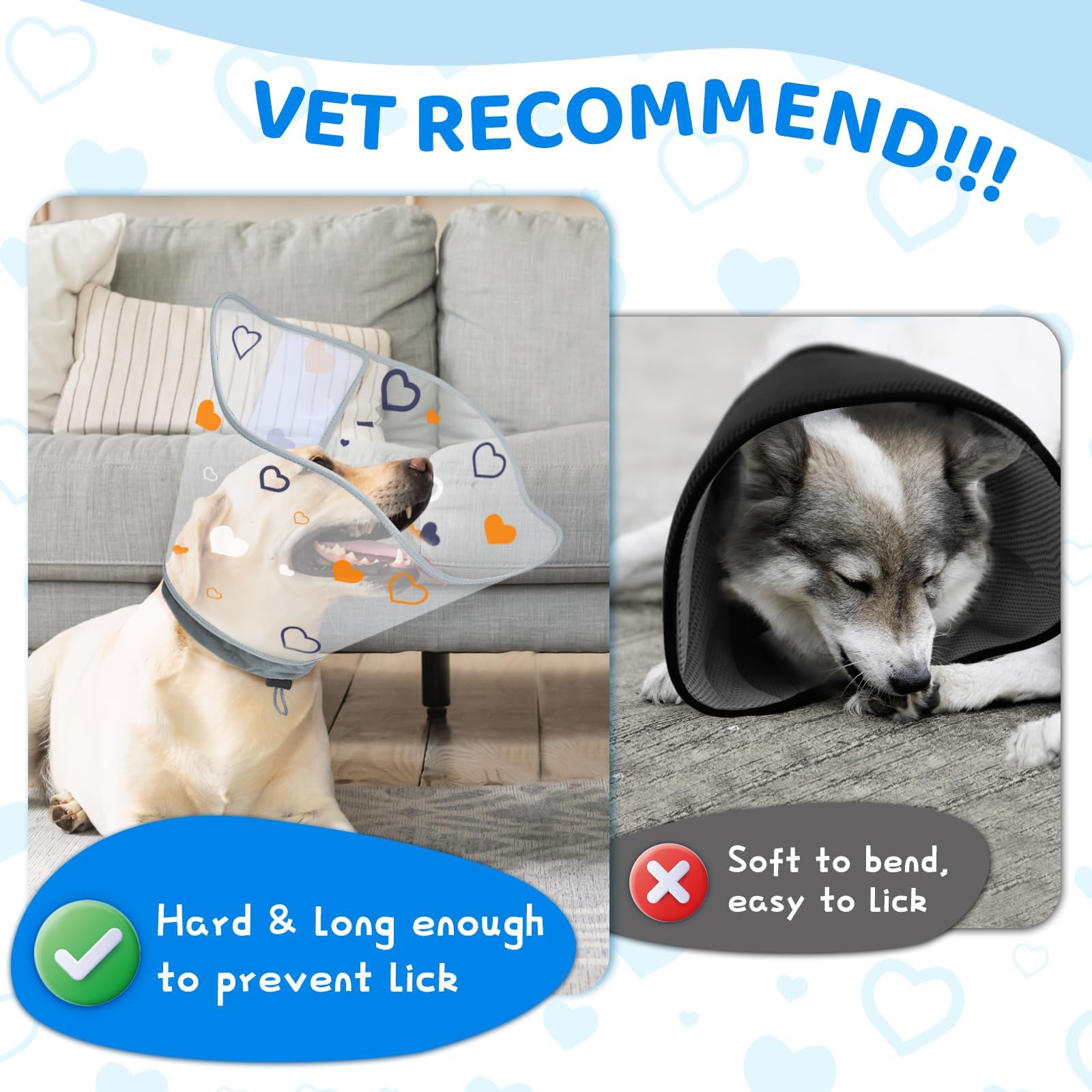 Supet Dog Cone After Surgery - Comfortable Protective Elizabethan Collar With Neck Fabric for Large Medium, Small Dogs - XS - Image 4