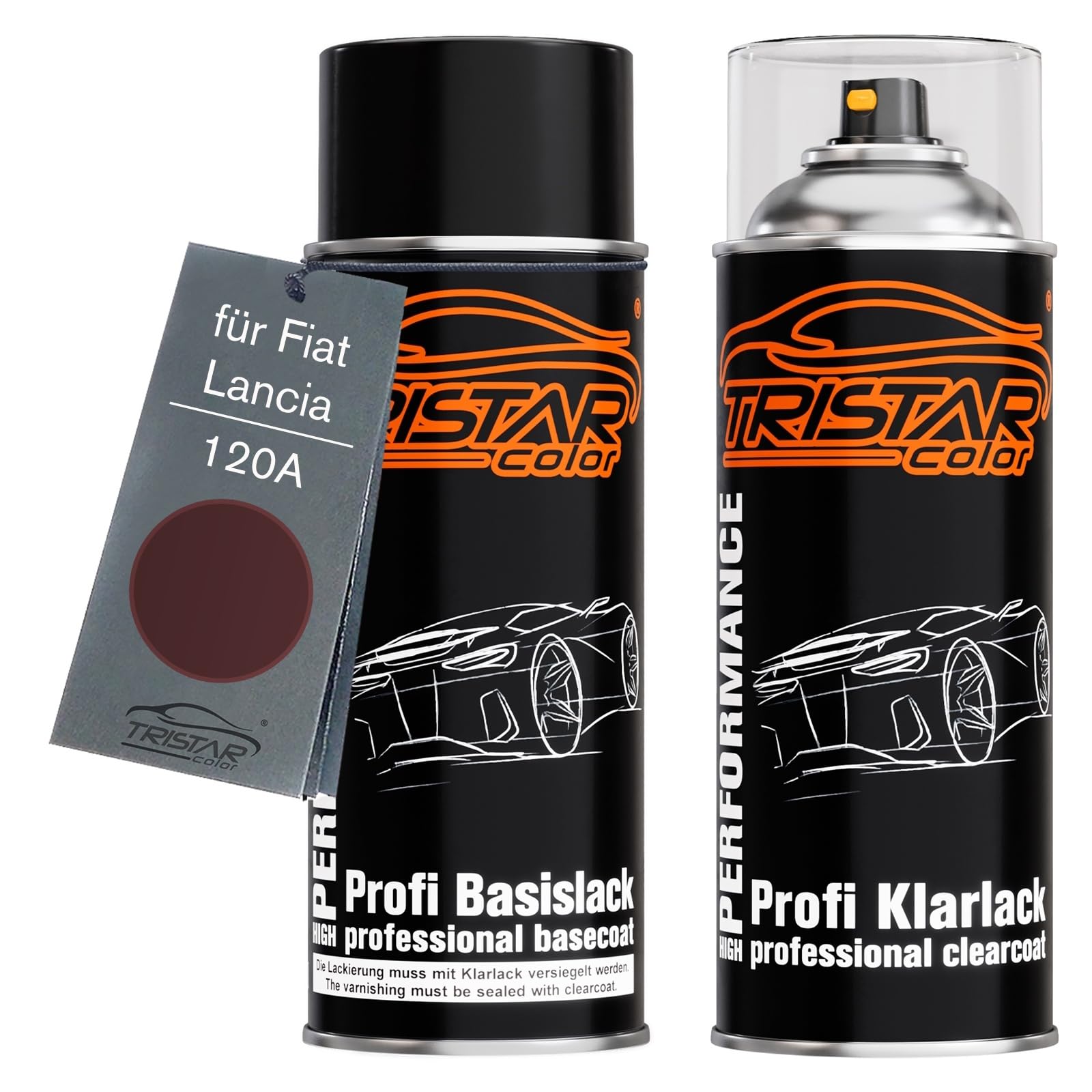 Tristarcolor Rosso Marte Metallic Car Paint Spray Can Set For Fiat/Lancia 120A Base Coat Clear Coat Spray Can 400Ml