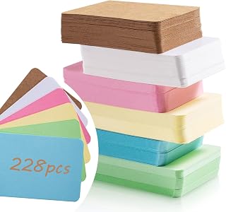 Primbeeks 228pcs Premium Blank Business Cards, 6 Colors 3.5" x 2.2" Small Kraft Cardstock Cards, Small Note Plain Business Message Card Kraft Note Paper Tags