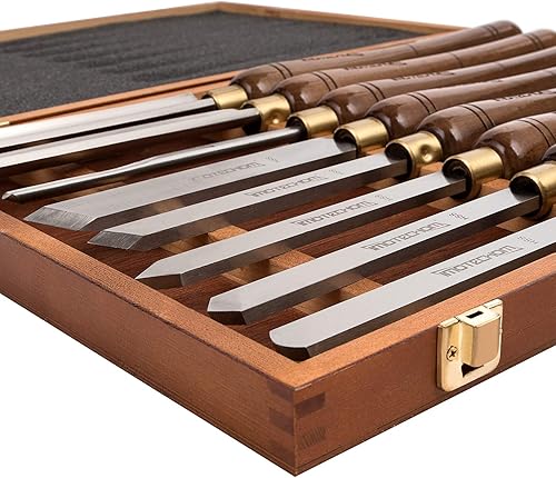 Miniatura 4 de Juego de cinceles de torno de madera HSS de 8 piezas con caja de madera