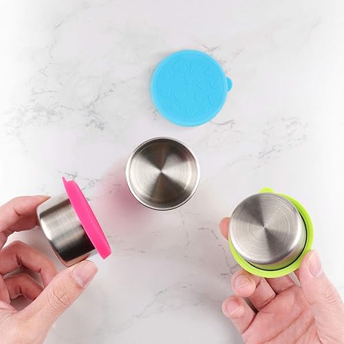 Miniatura 5 de Fangsun - Recipientes para condimentos, aderezos para ensaladas, salsas, aperitivos, tazas de salsa de acero inoxidable, cabe en caja Bento para