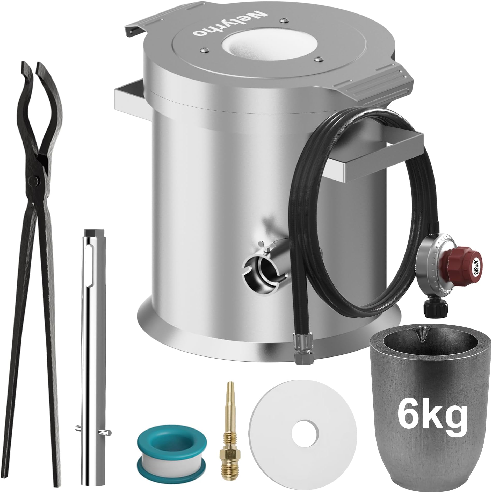 Nelyrho 6KG Propane Melting Furnace Kit 2500°F with Crucible & Tongs