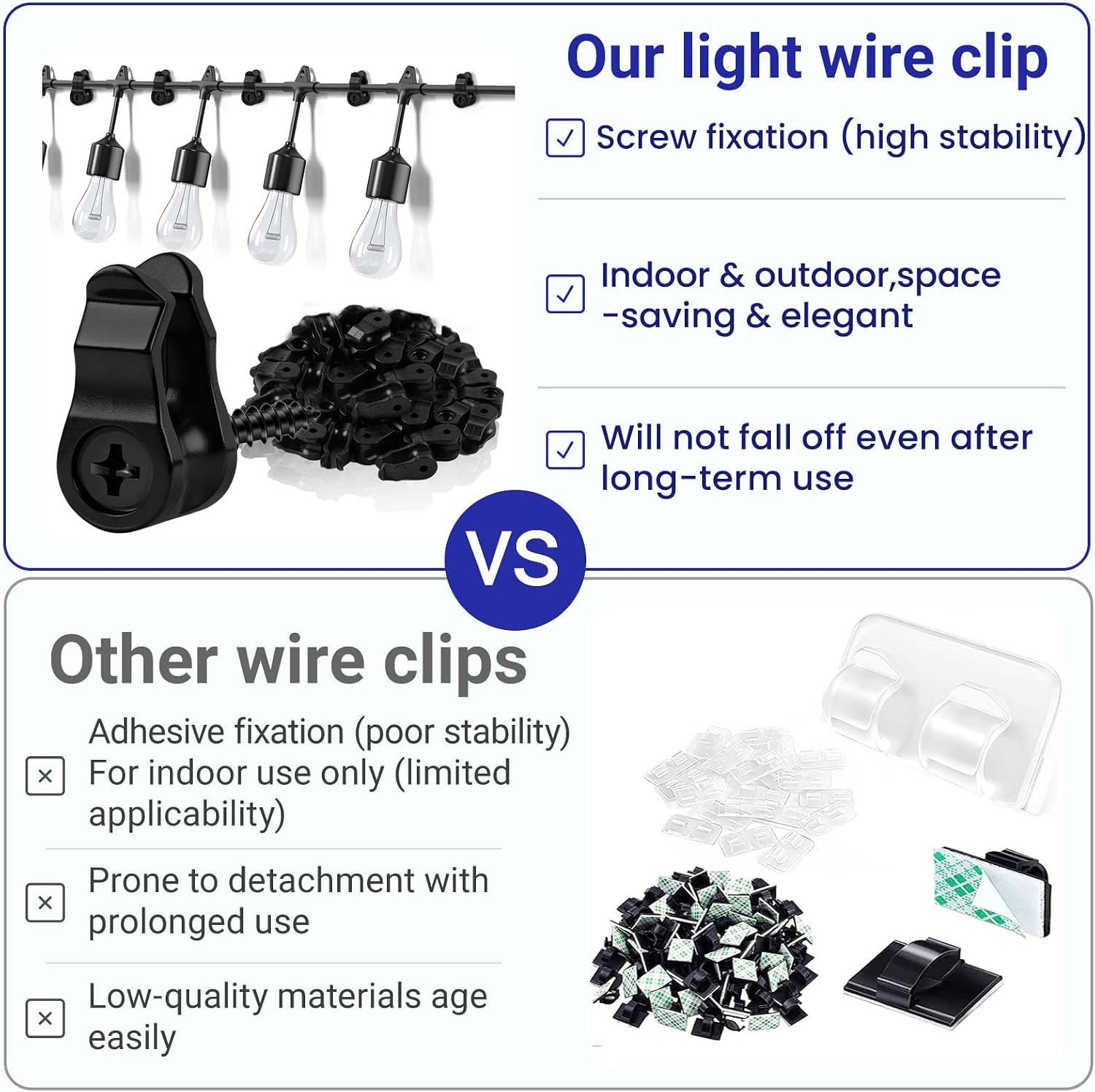 80 Pack Hooks for Outdoor String Lights, Waterproof Screw-in Light Hanger Hooks with Storage Bag, Light Hanging Hooks for Indoor and Outdoor Use Wire, Cable, Fairy Lights, Wind Chimes (Black)