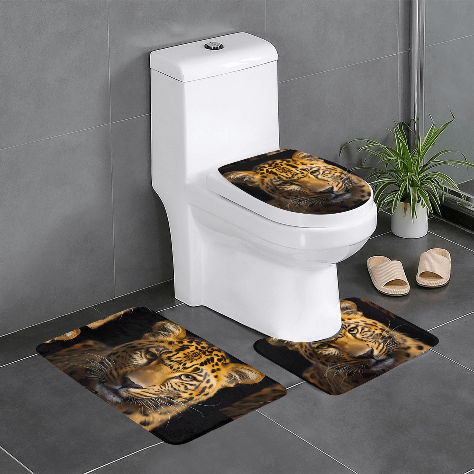 Tapetes de baño de leopardo ultra absorbentes y mullidos para suelo seco