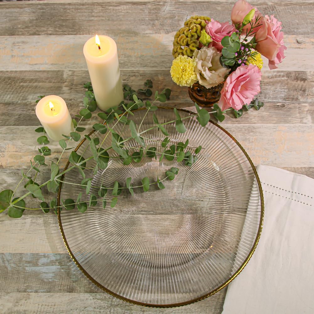 Richland 13" Gold Rim Glass Charger Plate Set of 12