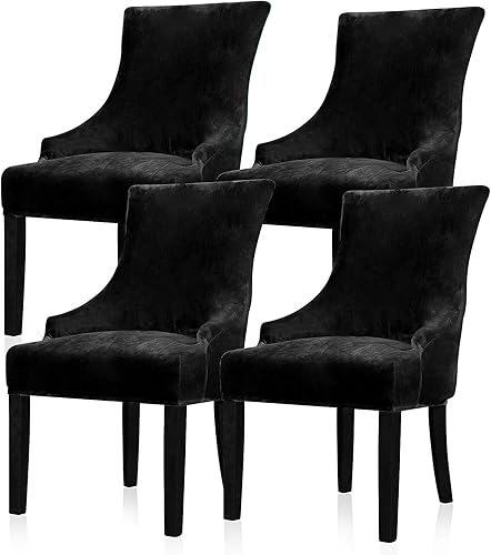 Lellen Funda elástica de terciopelo para silla con respaldo de ala, funda protectora reutilizable para comedor, banquete, decoración del hogar, etc.