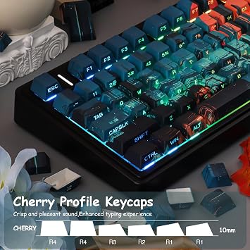 PBT Keycaps-Mechanical City, 127keys Shine Through Key caps, Cherry Profile