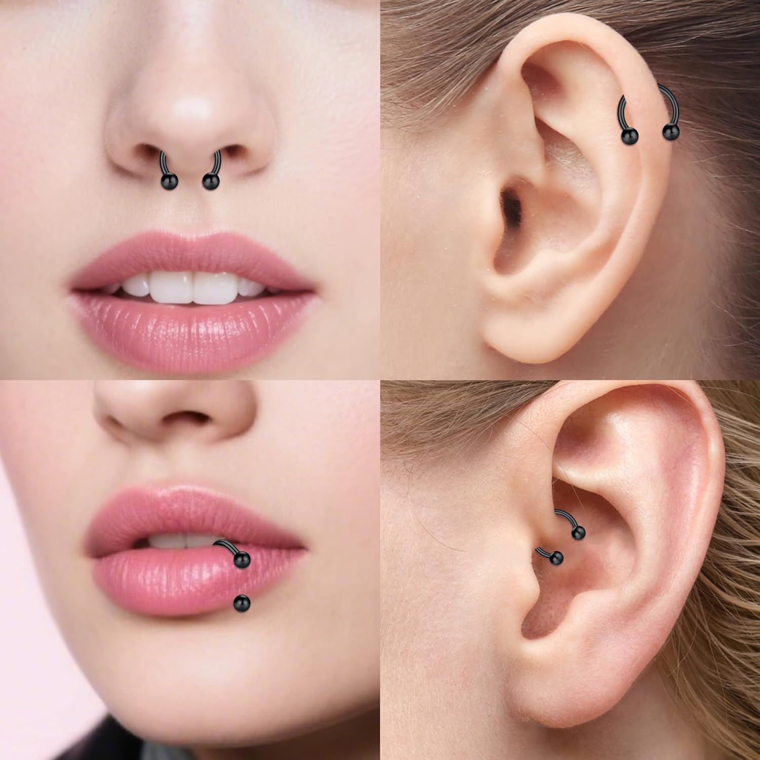 Zolure 16G Septum Rings Nose Rings for Women Hinged Nose Ring Hoops Horseshoe Cartilage Helix Tragus Earring Hoops Eyebrow Lip Piercing Jewelry 6mm 8mm 10mm 12mm - Image 5