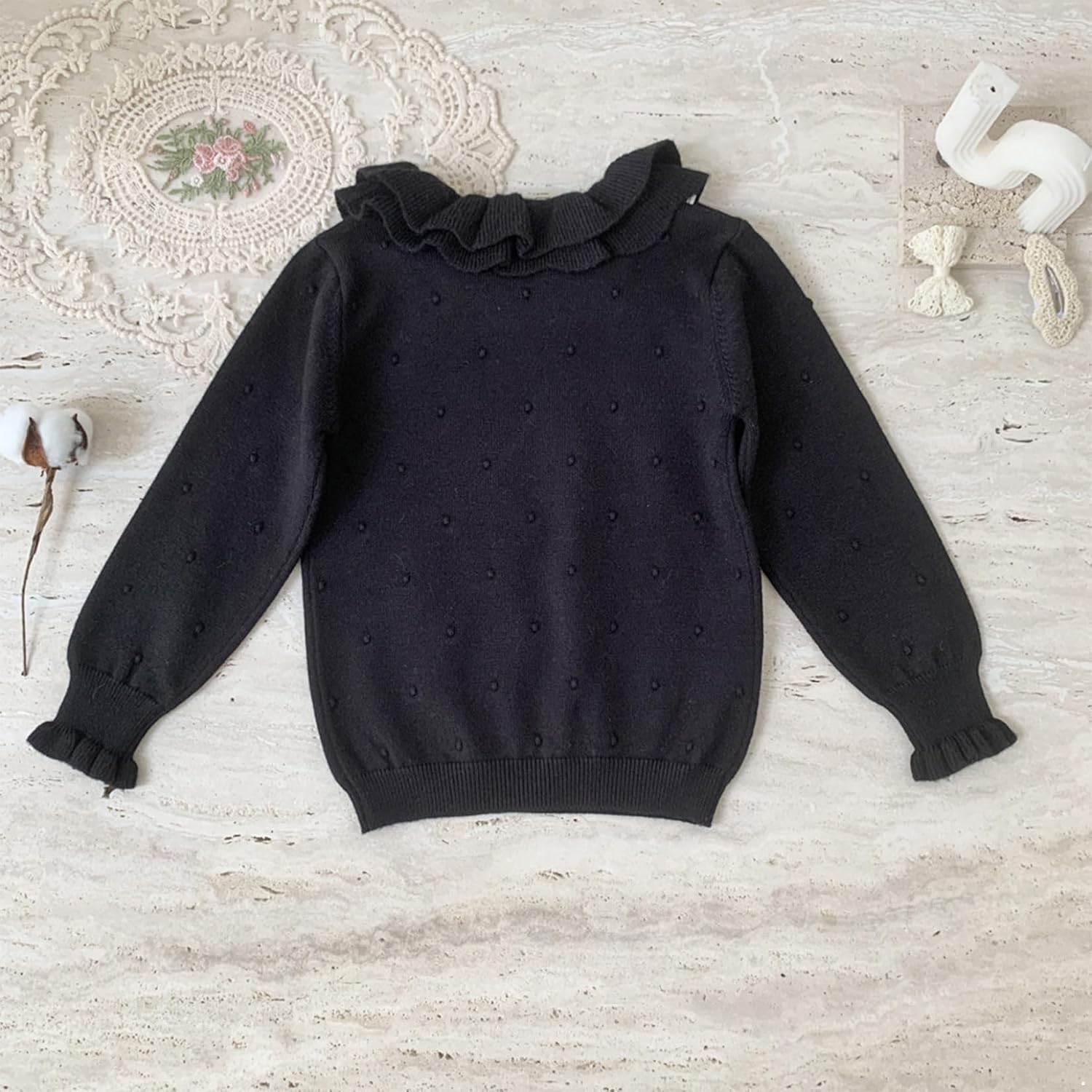 Toddler Baby Girls Knitted Pullover Sweater Fall Winter Warm Long Sleeve Crew Neck Shirt Tops