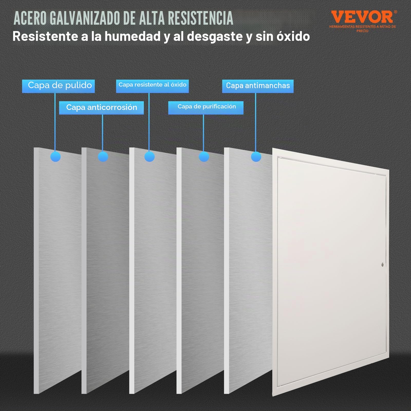 VEVOR Trampilla de Inspección para Paneles de Yeso, Puerta de Acceso de Acero Galvanizado 417x417 mm, con Pestillo de Destornillador, para Instalación de Fontanería y Electricidad en Techos, Blanco