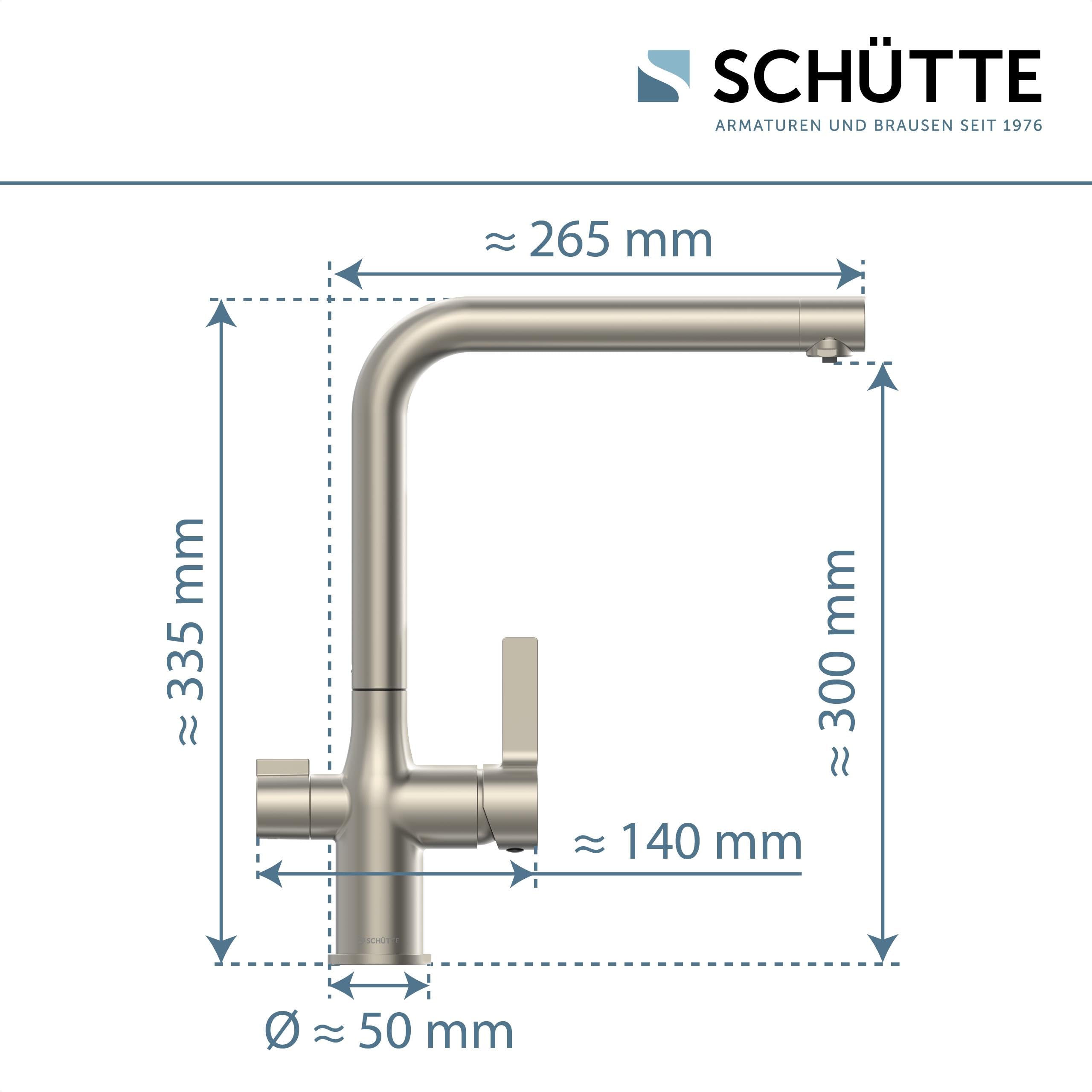 SCHÜTTE Aquastar Pro 99805 - Grifo para fregadero de agua potable con sistema de filtro, 3 vías, grifo de cocina con filtro de agua contra residuos de cal y metales pesados, aspecto de acero